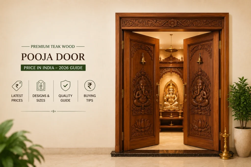 Teak Wood Pooja Door Price in India