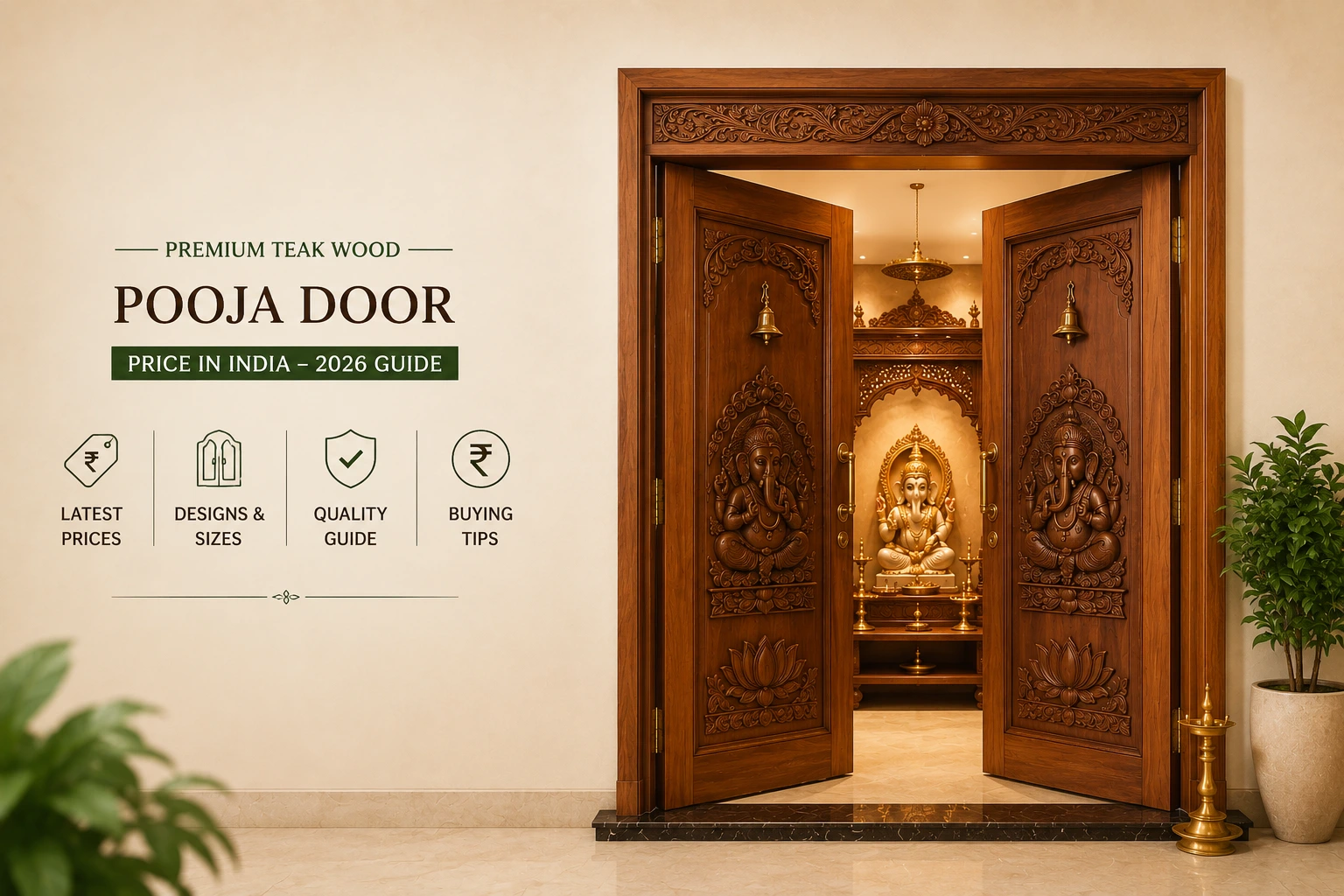 Teak Wood Pooja Door Price in India