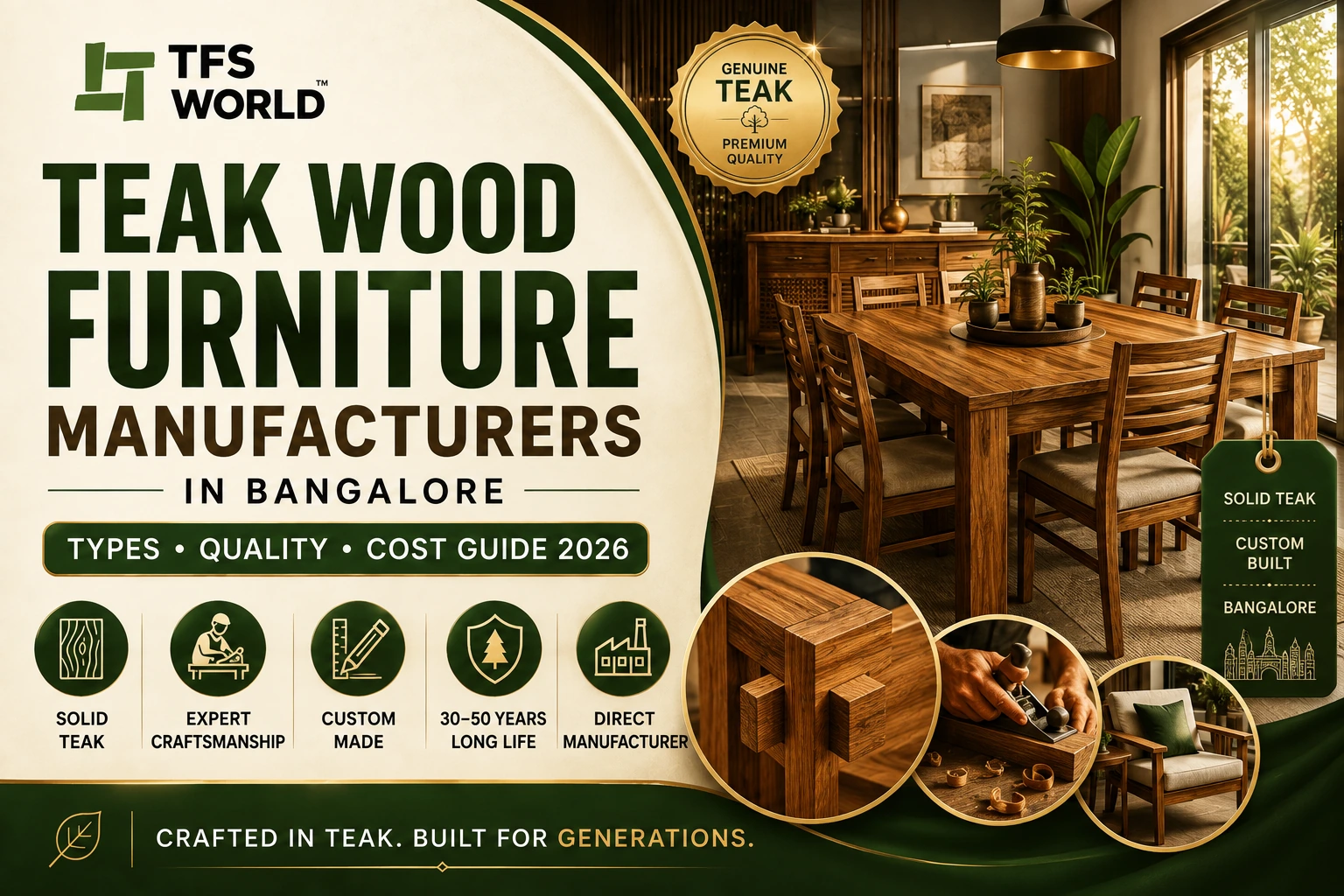 Teak Wood Furniture Manufacturers in Bangalore - types, quality and cost guide