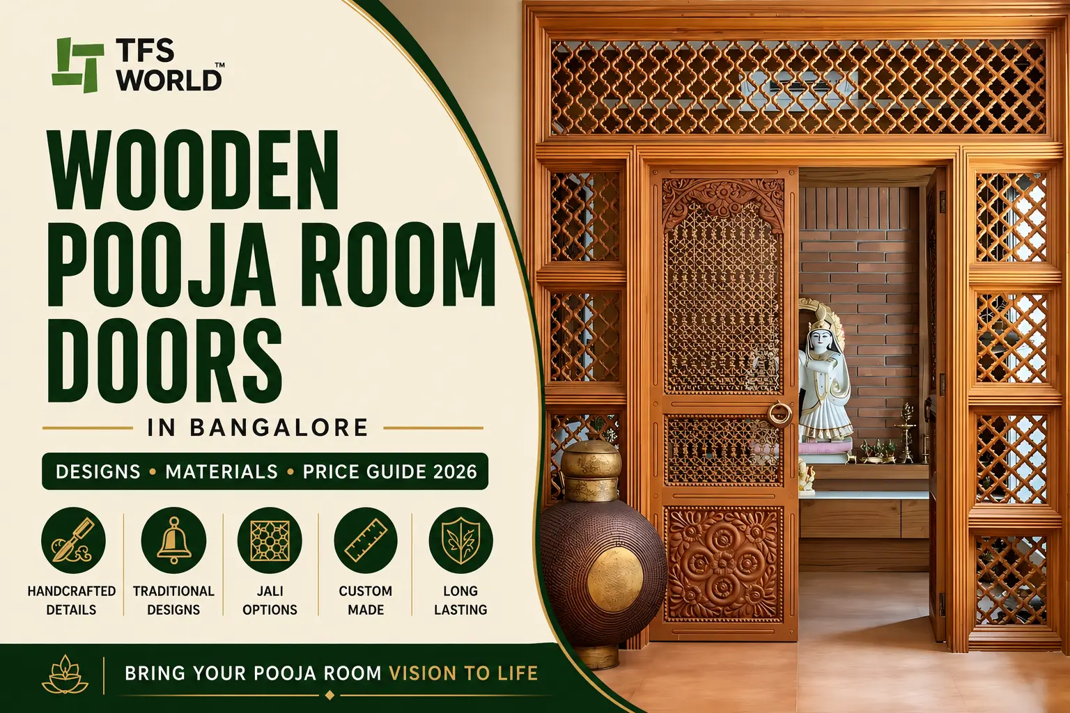 Wooden Pooja Room Doors in Bangalore - designs, materials and buying tips
