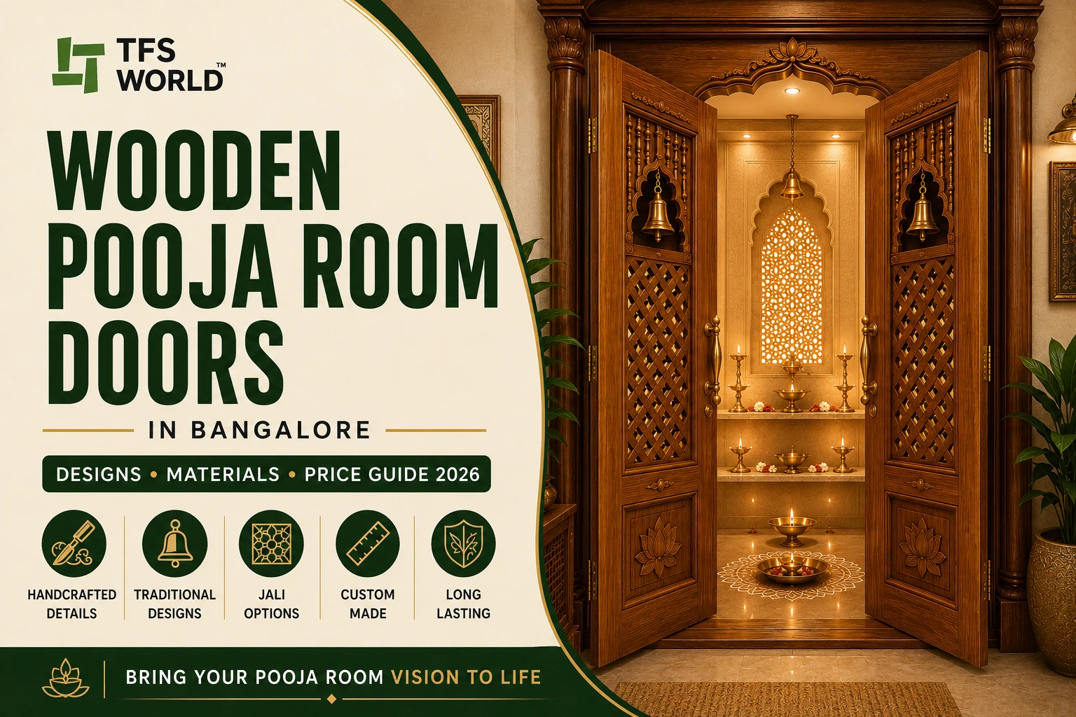 Wooden Pooja Room Doors in Bangalore - designs, materials and buying tips