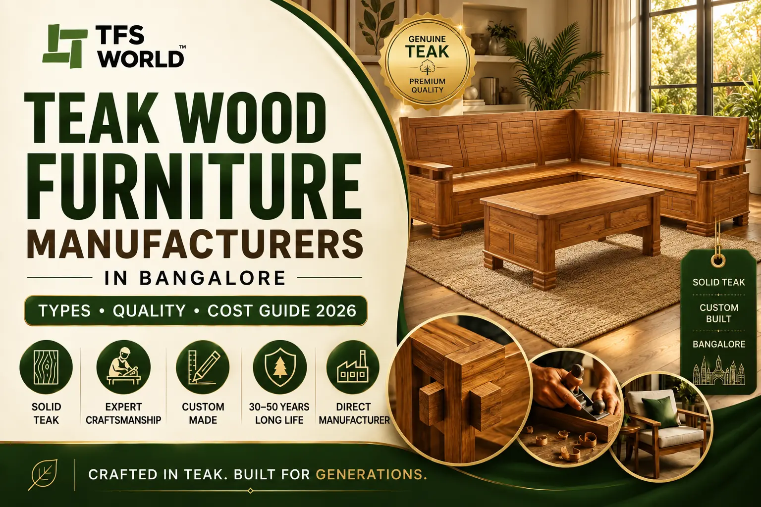 Teak Wood Furniture Manufacturers in Bangalore - types, quality and cost guide